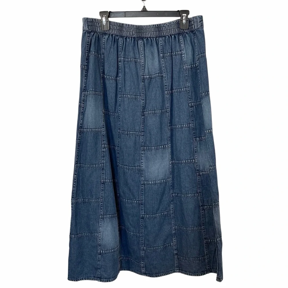 NWT Denim Patchwork Maxi Skirt